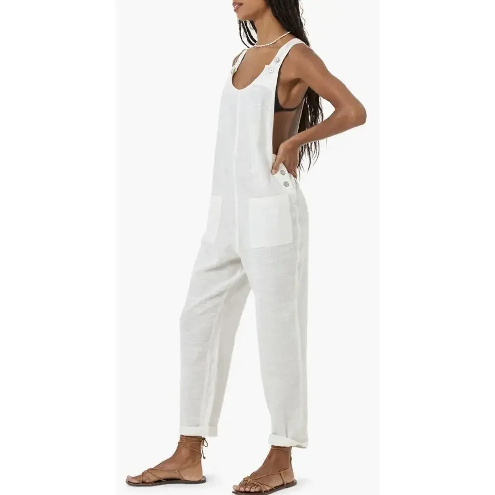 LSPACE Freya Cover-Up Jumpsuit Women’s Cotton Beach Swimwear White S P
